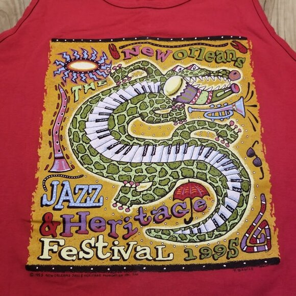 1995 New Orleans Jazz Fest Tank Top XL Tee Vintage 90s Music Festival T Shirt - Picture 2 of 9